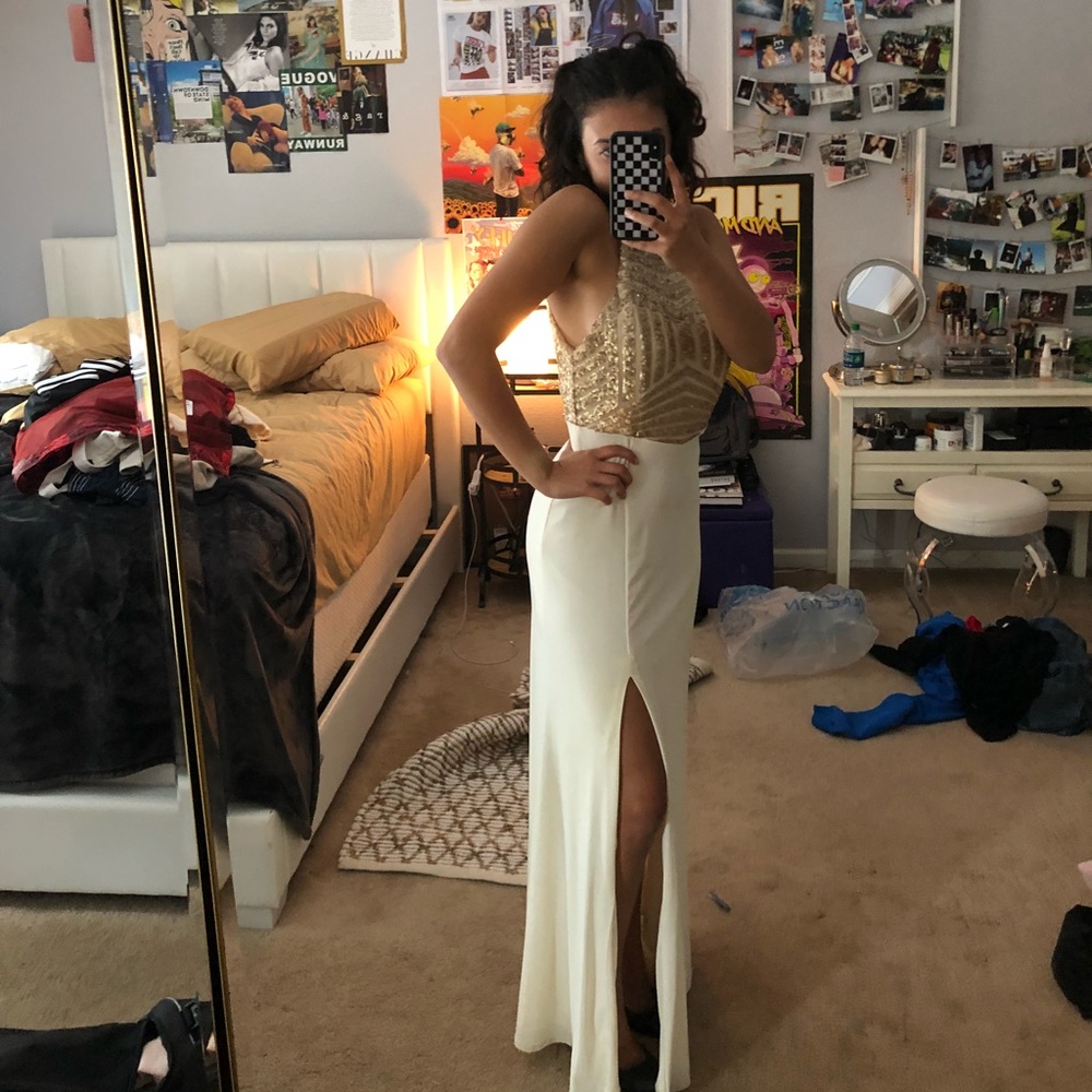 White Gold Prom Dress